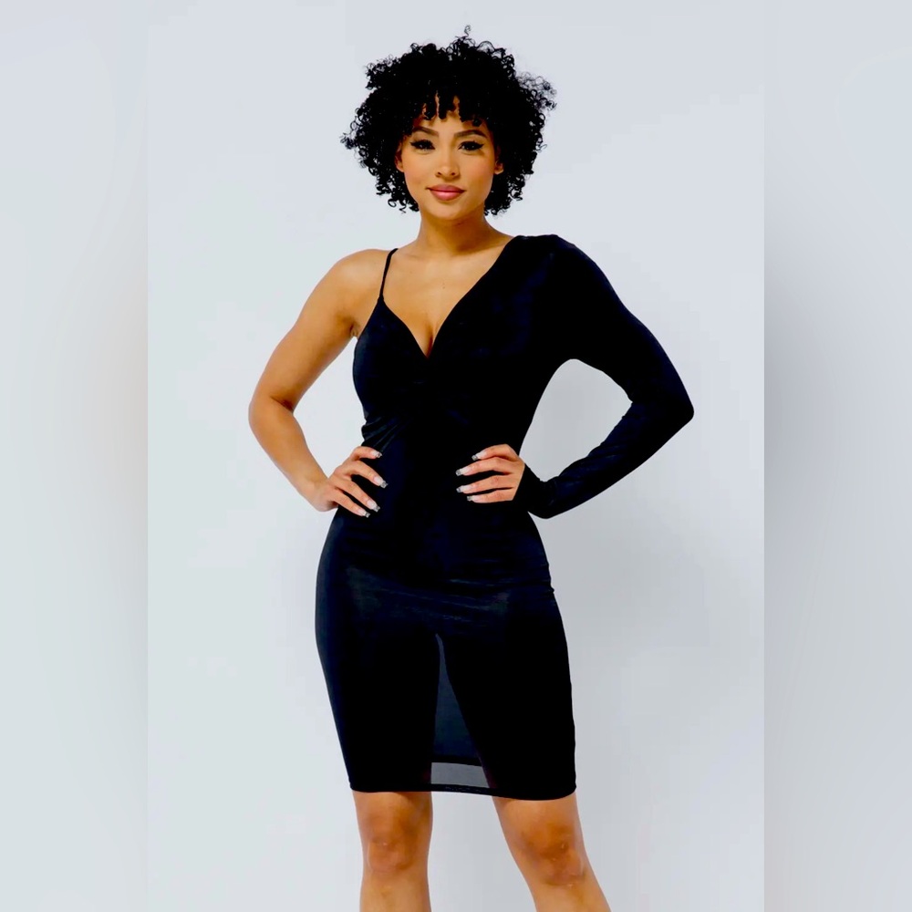 Love J Black One Shoulder Dress